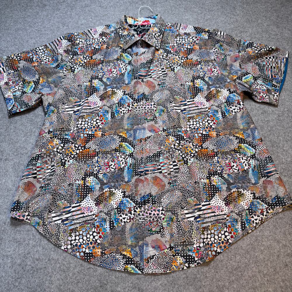 Robert Graham 2XL Short Sleeve Button Up Shirt EUC Abstract Geometric Luxury Art